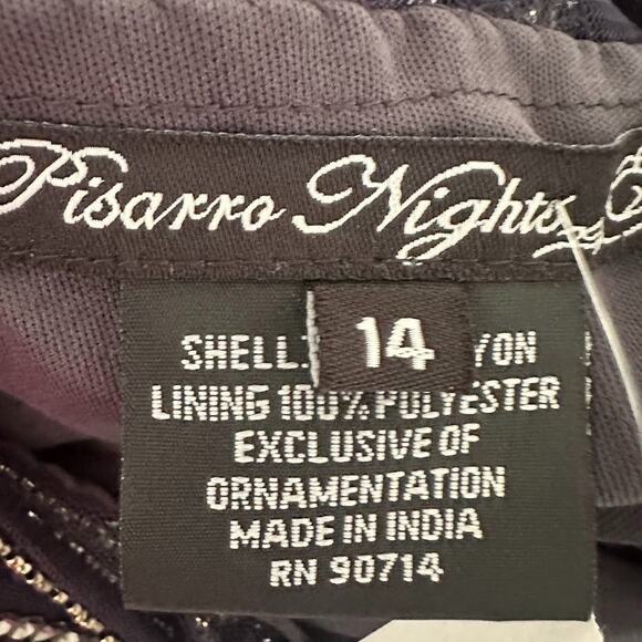 PISARRO NIGHTS Womens Size 14 Navy Bateau Neck Floor Length Jumpsuit Formal - Picture 7 of 12